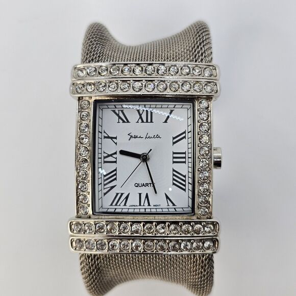 Susan Lucci Cuff Womens Watch White Dial Roman Numerals Gray Band 6" New Battery - Picture 2 of 12
